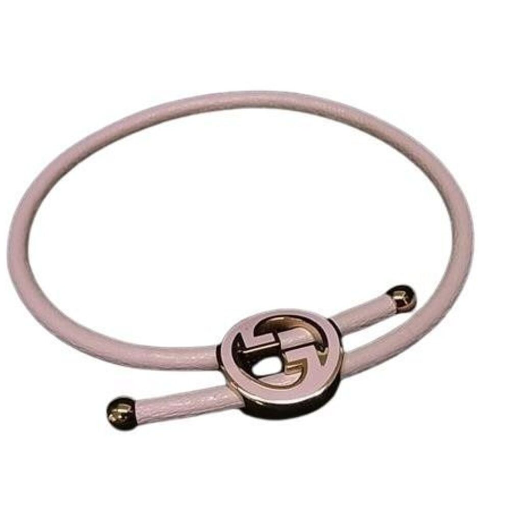 GUCCI Bracelet, Lacquer Finish, Round, Interlocking G, 837355, Pink Gold Leat...